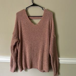 L Love blush pink knit sweater (large)